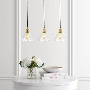 Kiawah Island 30.5" Metal/Glass Contemporary Modern LED Pendant - JONATHAN Y